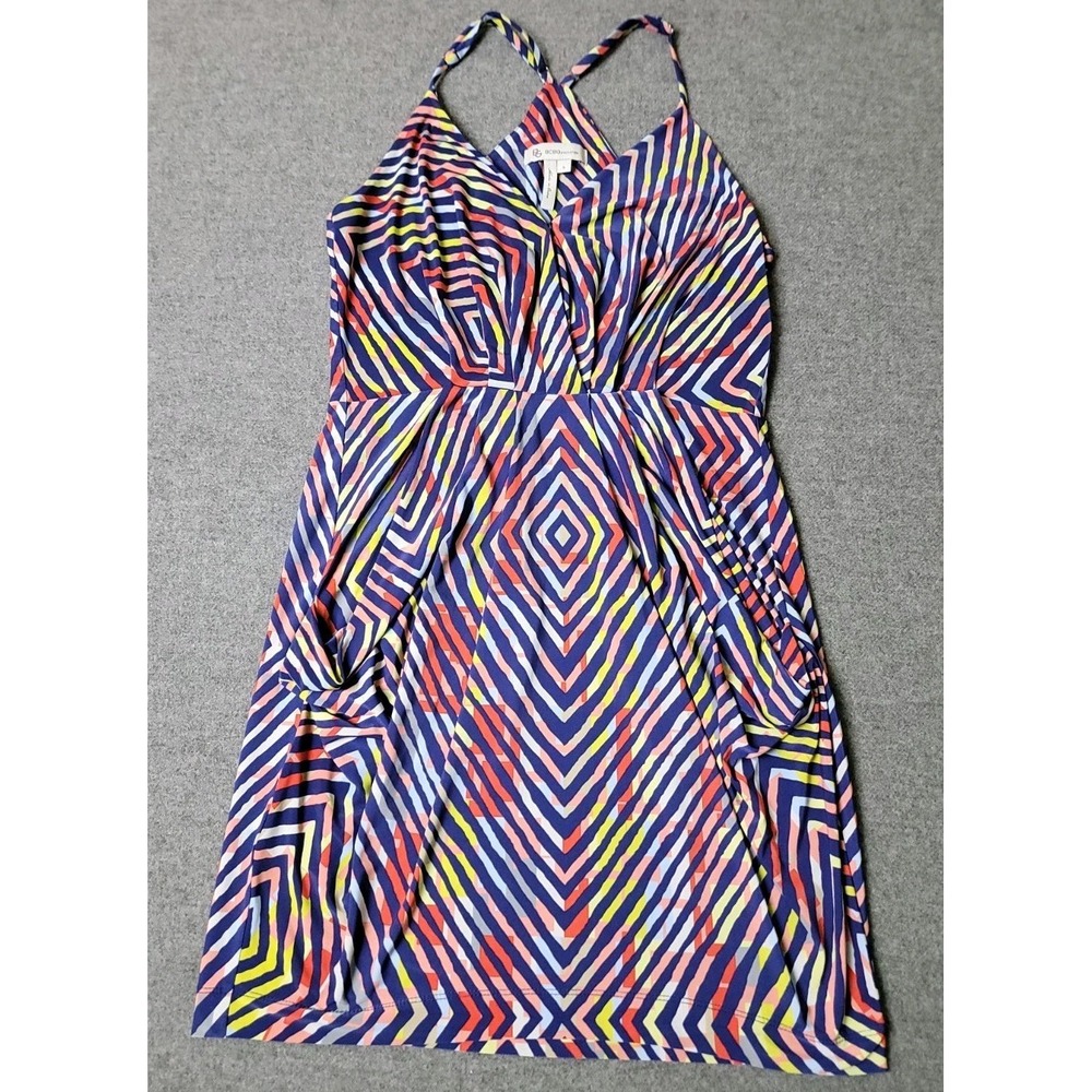 BCBGeneration Womens Strappy Dress Geometric Print Small Pockets Multicolor